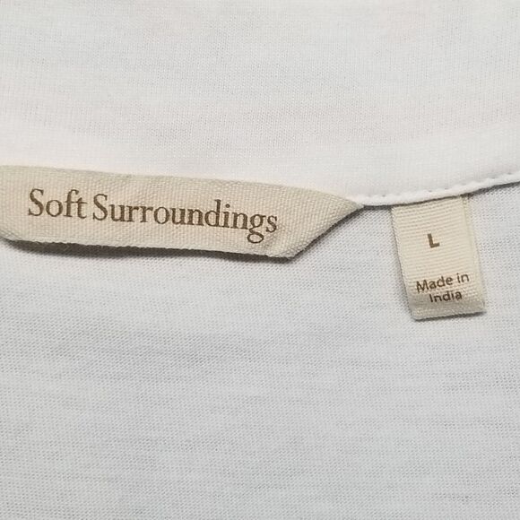 Soft Surroundings Large Tunic Top White Embroidered Trim Cotton Stretch Bohemian - Picture 4 of 7